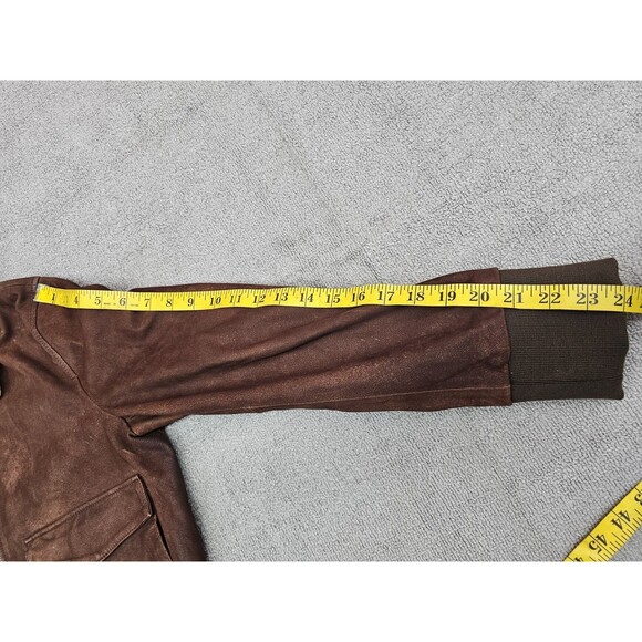Banana Republic Leather Bomber Jacket Womens L Brown Shearling Collar - Picture 4 of 11